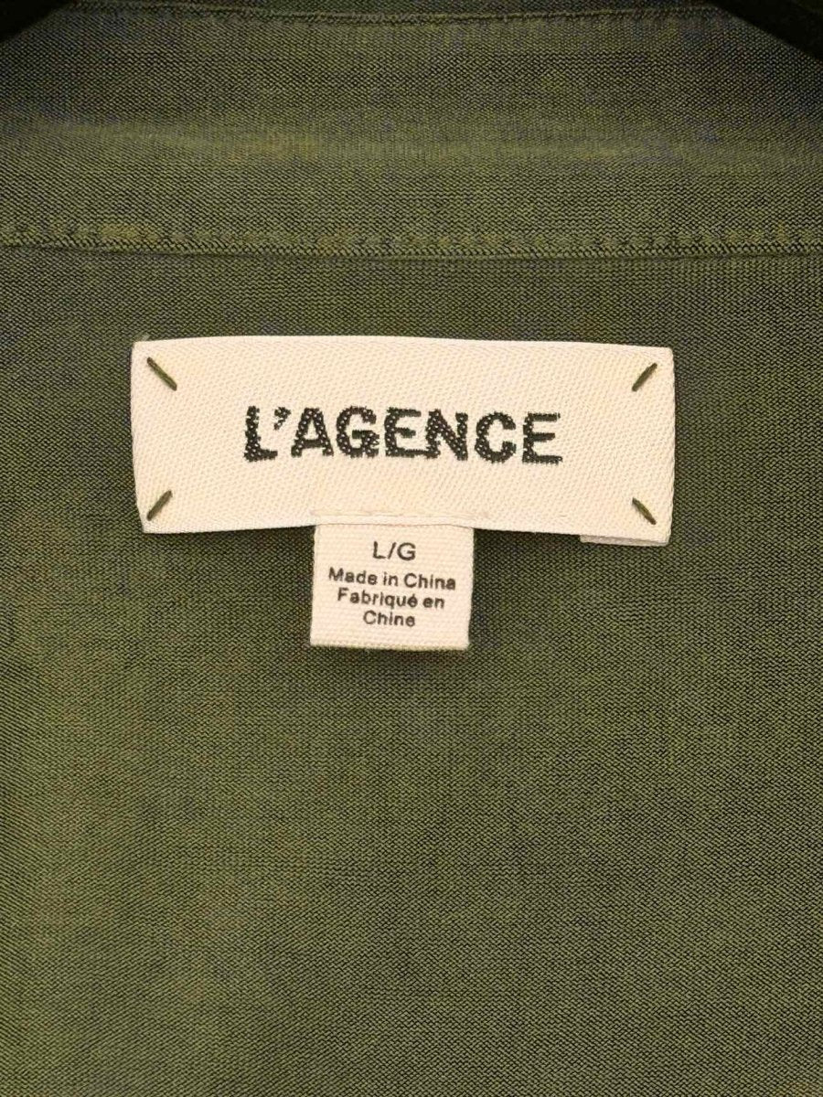 Pre - loved L'AGENCE Khaki Size Large Midi Dress at Reems Closet