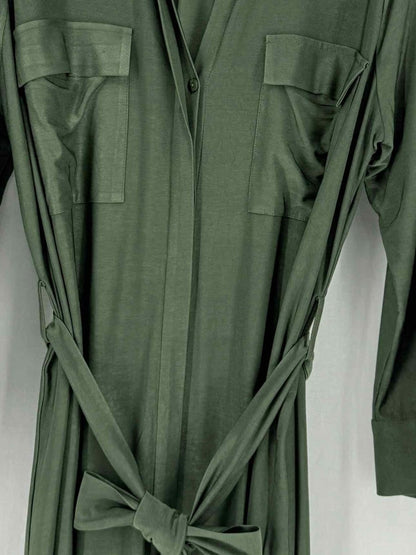 Pre - loved L'AGENCE Khaki Size Large Midi Dress at Reems Closet