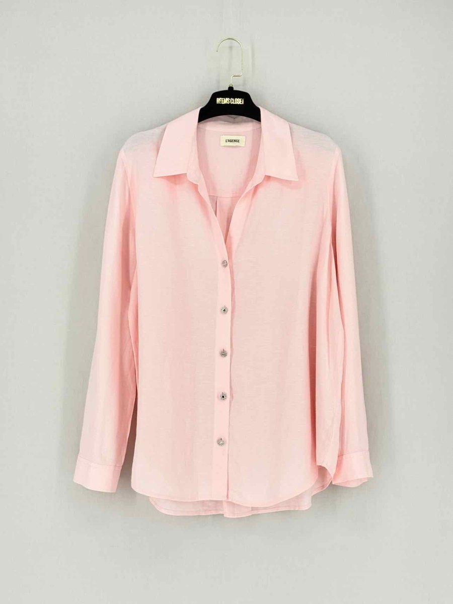 Pre - loved L'AGENCE Nina Pink Size Large Shirt at Reems Closet