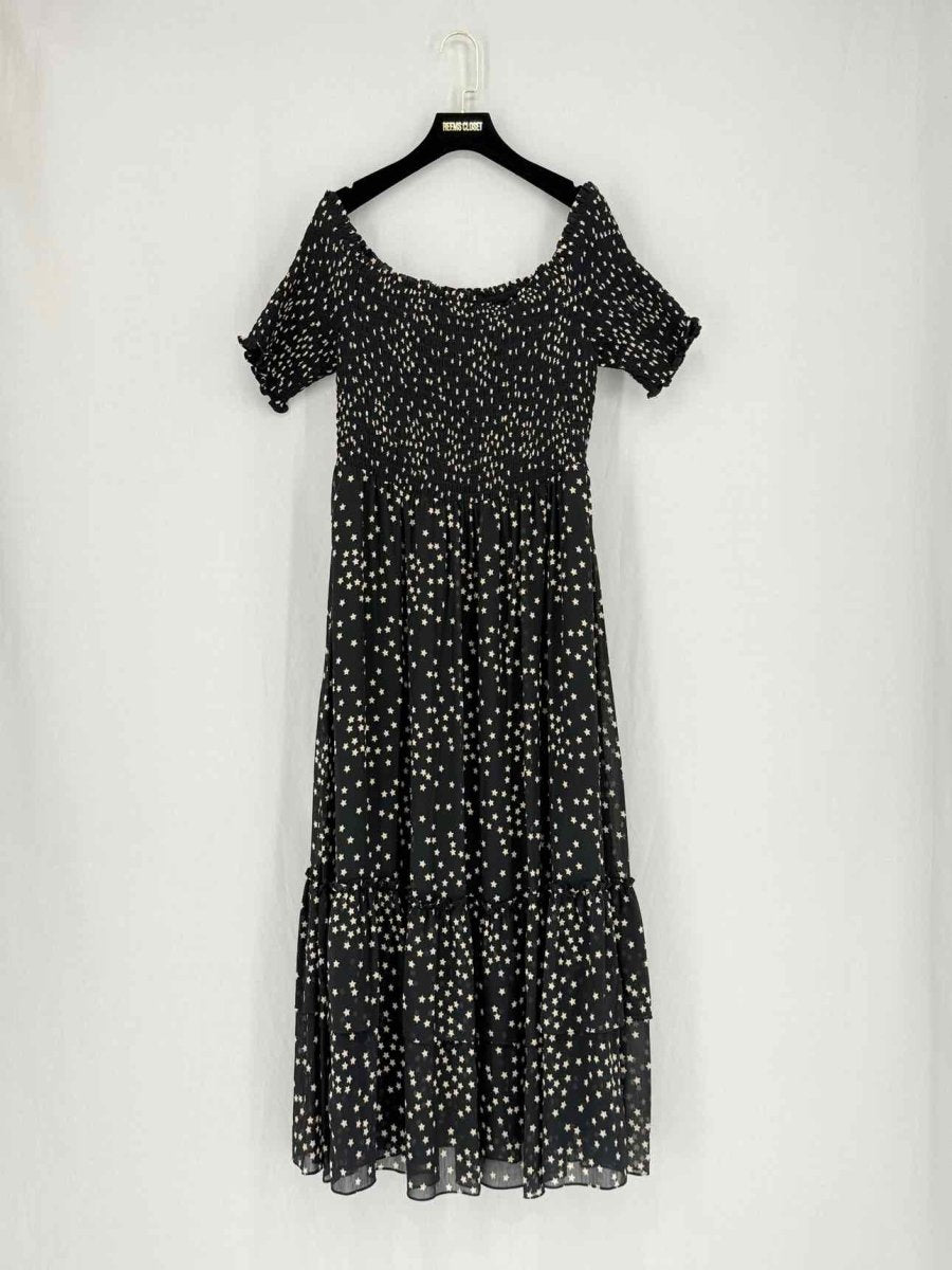 Pre - loved L'AGENCE Oriel Black w/ White Stars Long Dress Large at Reems Closet