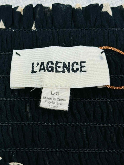 Pre - loved L'AGENCE Oriel Black w/ White Stars Long Dress Large at Reems Closet