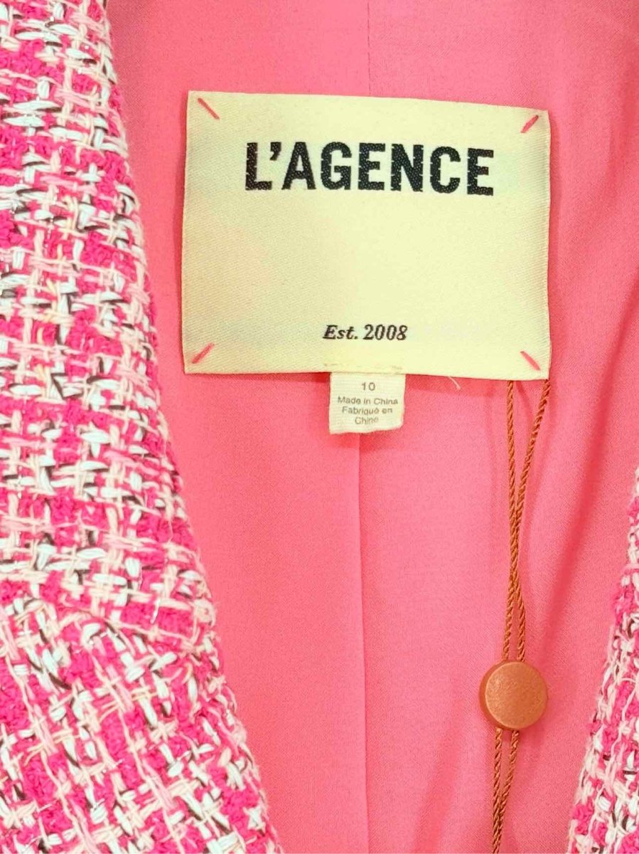 Pre - loved L'AGENCE Pink Tweed Size US 10 Jacket at Reems Closet