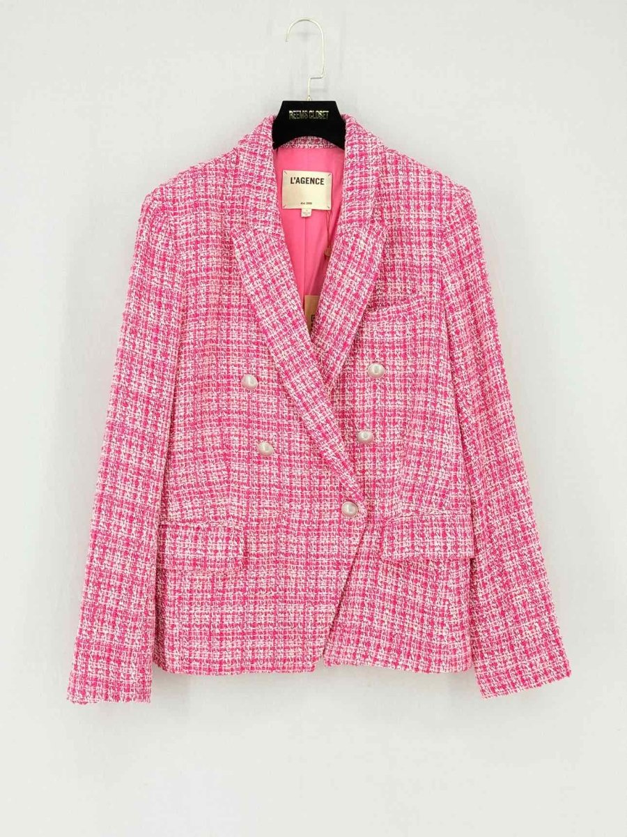 Pre - loved L'AGENCE Pink Tweed Size US 10 Jacket at Reems Closet