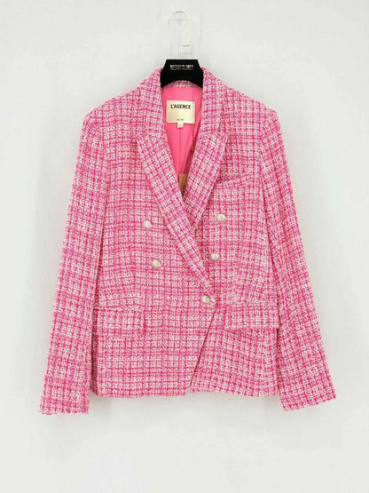 Pre - loved L'AGENCE Pink Tweed Size US 10 Jacket at Reems Closet