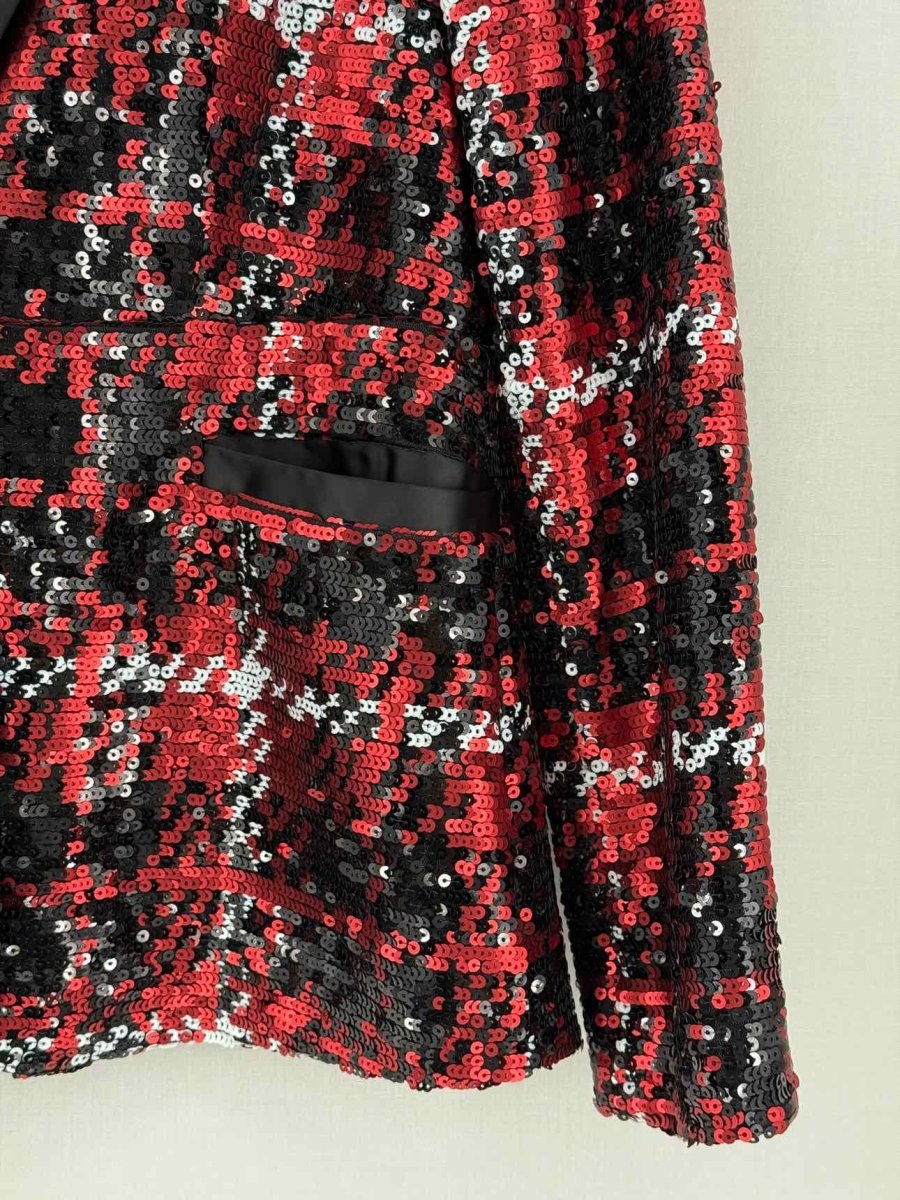 Pre - loved L'AGENCE Red Multicolor Plaid Size US 10 Jacket at Reems Closet