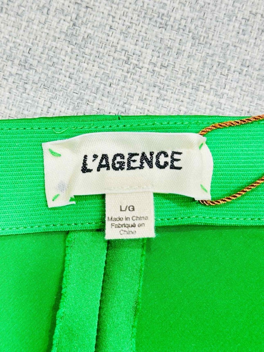 Pre - loved L'AGENCE Satin Green Size Large Long Skirt at Reems Closet