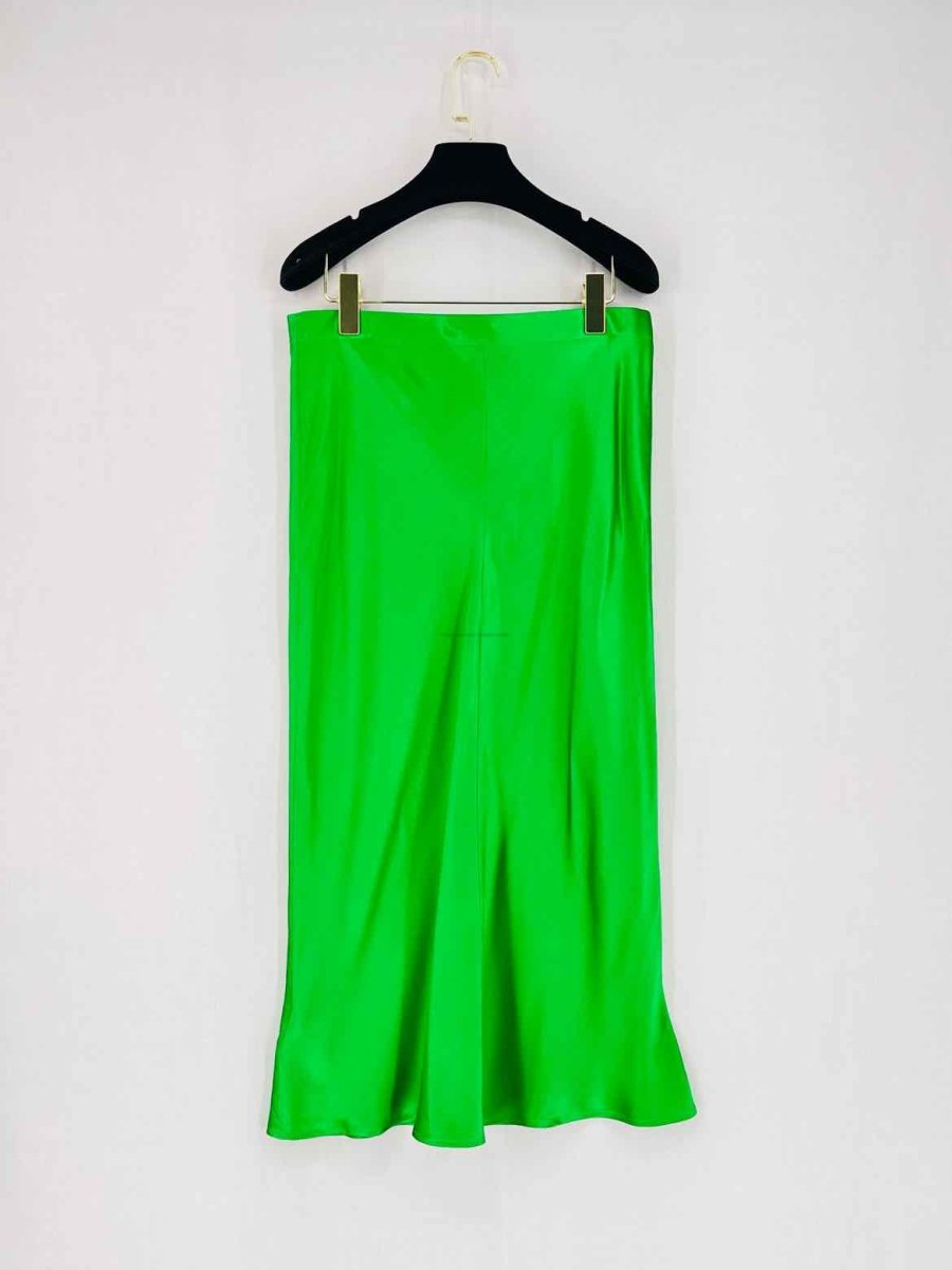 Pre - loved L'AGENCE Satin Green Size Large Long Skirt at Reems Closet