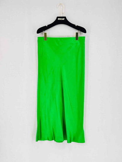 Pre - loved L'AGENCE Satin Green Size Large Long Skirt at Reems Closet
