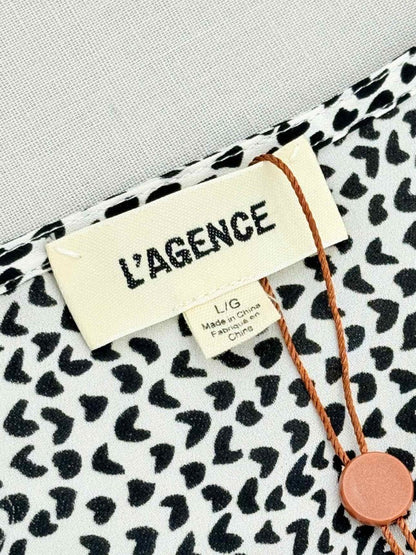 Pre - loved L'AGENCE White & Black Heart Print Size Large Camisole at Reems Closet
