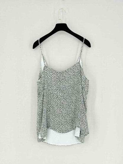 Pre - loved L'AGENCE White & Black Heart Print Size Large Camisole at Reems Closet