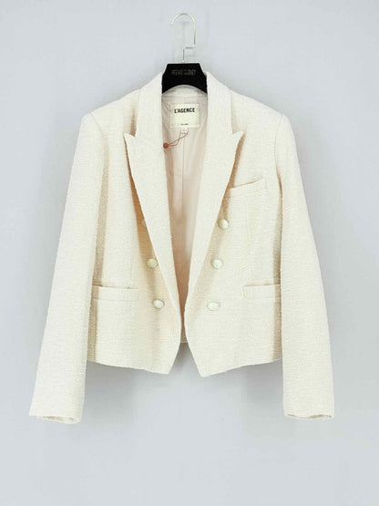 Pre - loved L'AGENCE White Boucle Size US 10 Jacket at Reems Closet