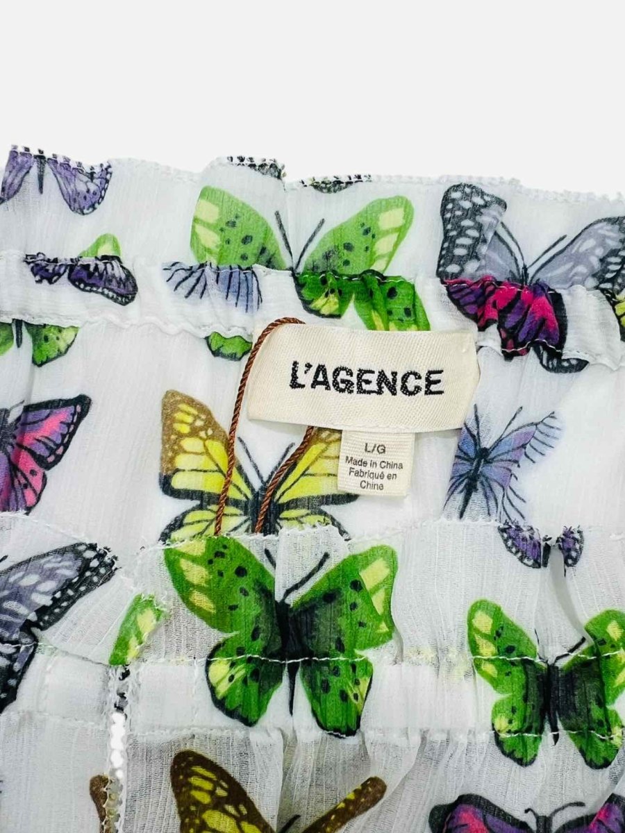 Pre - loved L'AGENCE White w/ Multicolor Butterfly Print Top at Reems Closet