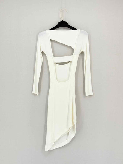 Pre - loved LAMA JOUNI White Ribbed Size XSmall Short Dress at Reems Closet
