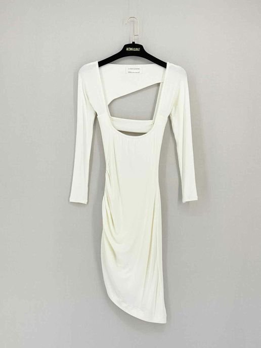 Pre - loved LAMA JOUNI White Ribbed Size XSmall Short Dress at Reems Closet