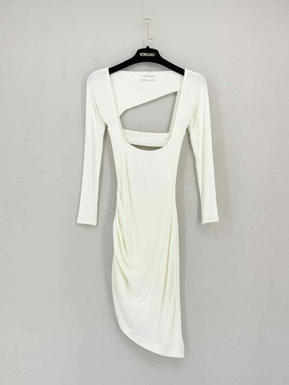 Pre - loved LAMA JOUNI White Ribbed Size XSmall Short Dress at Reems Closet