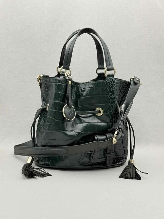 Pre-loved LANCEL Premier First Green Croc Embossed Bucket Bag at Reems Closet
