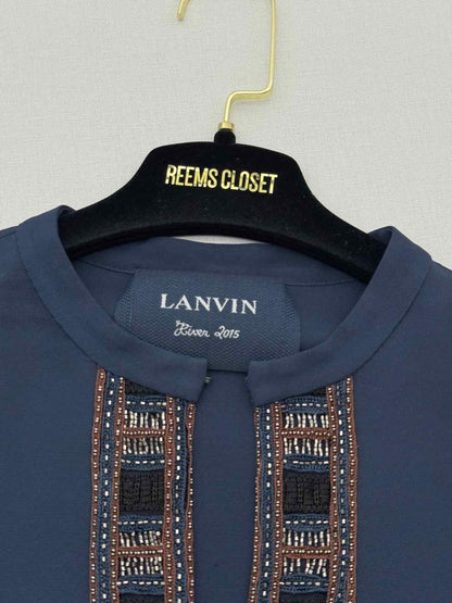 Pre - loved LANVIN Blue & Black Size Medium Top at Reems Closet