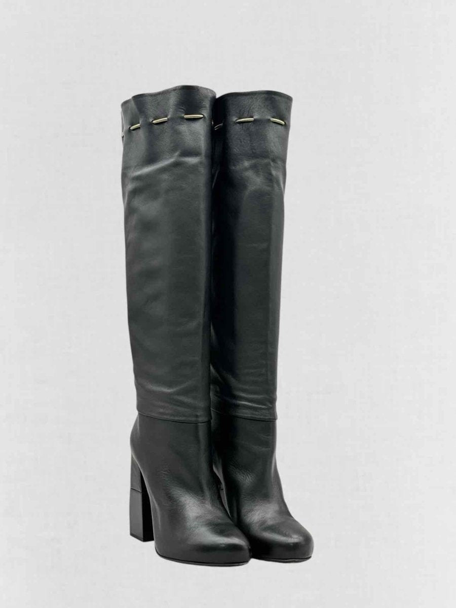 Pre - loved LANVIN Drawstring Black Size EU 41 Knee High Boots at Reems Closet