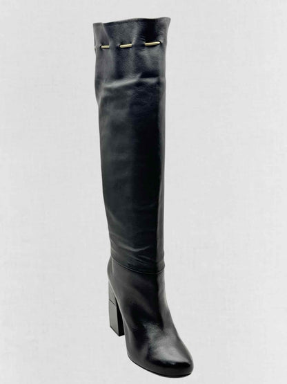 Pre - loved LANVIN Drawstring Black Size EU 41 Knee High Boots at Reems Closet