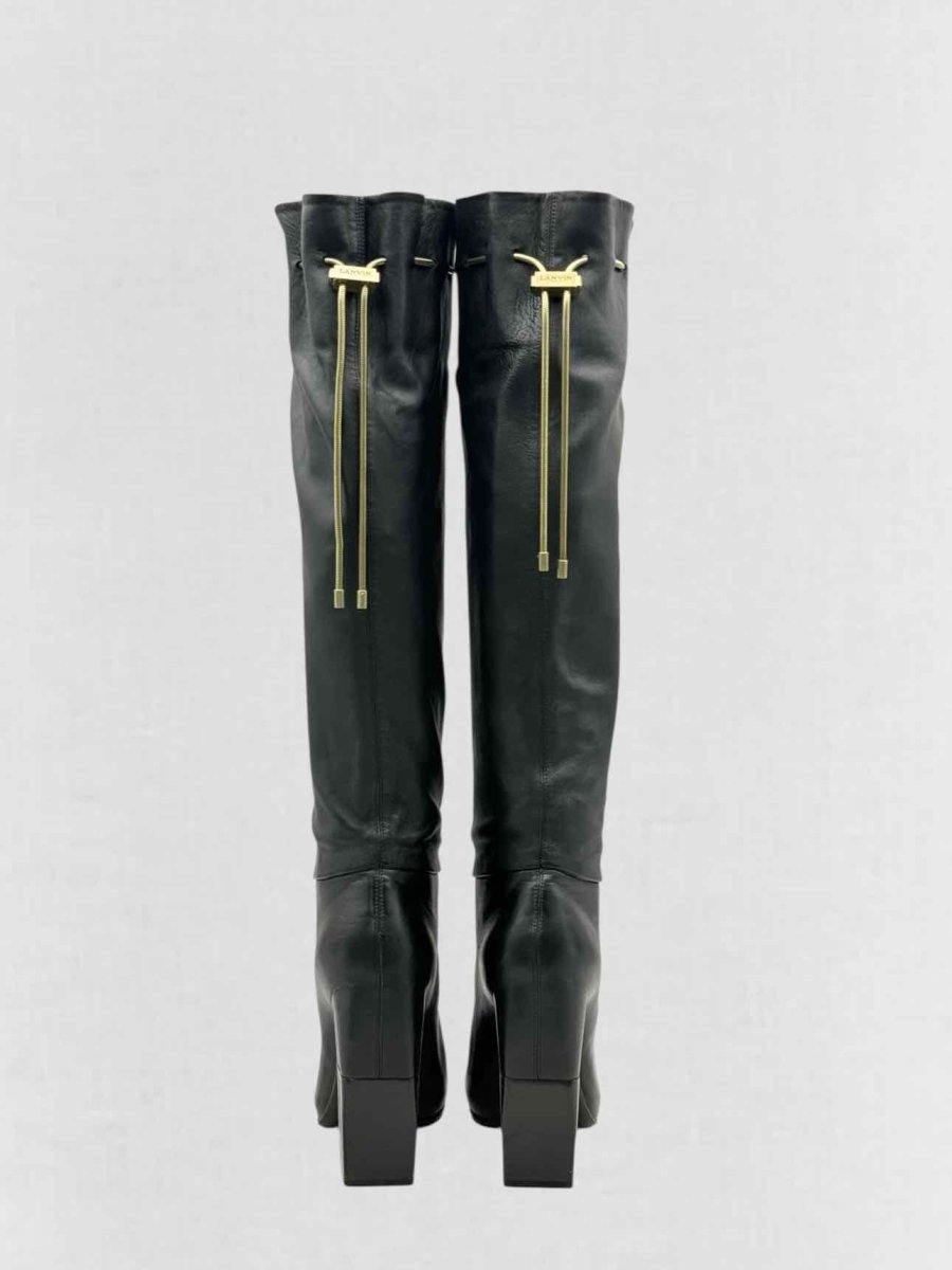 Pre - loved LANVIN Drawstring Black Size EU 41 Knee High Boots at Reems Closet