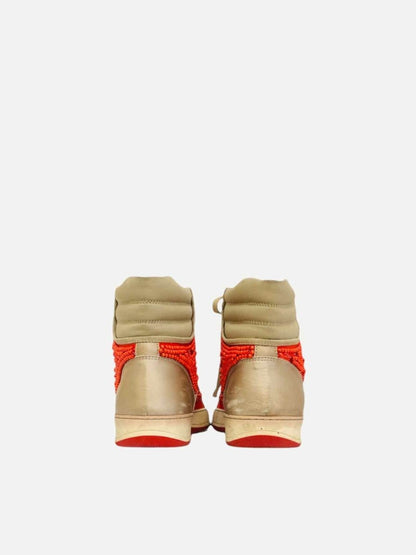 Pre - loved LANVIN Hi Top Beige & Orange Sneakers 8 at Reems Closet