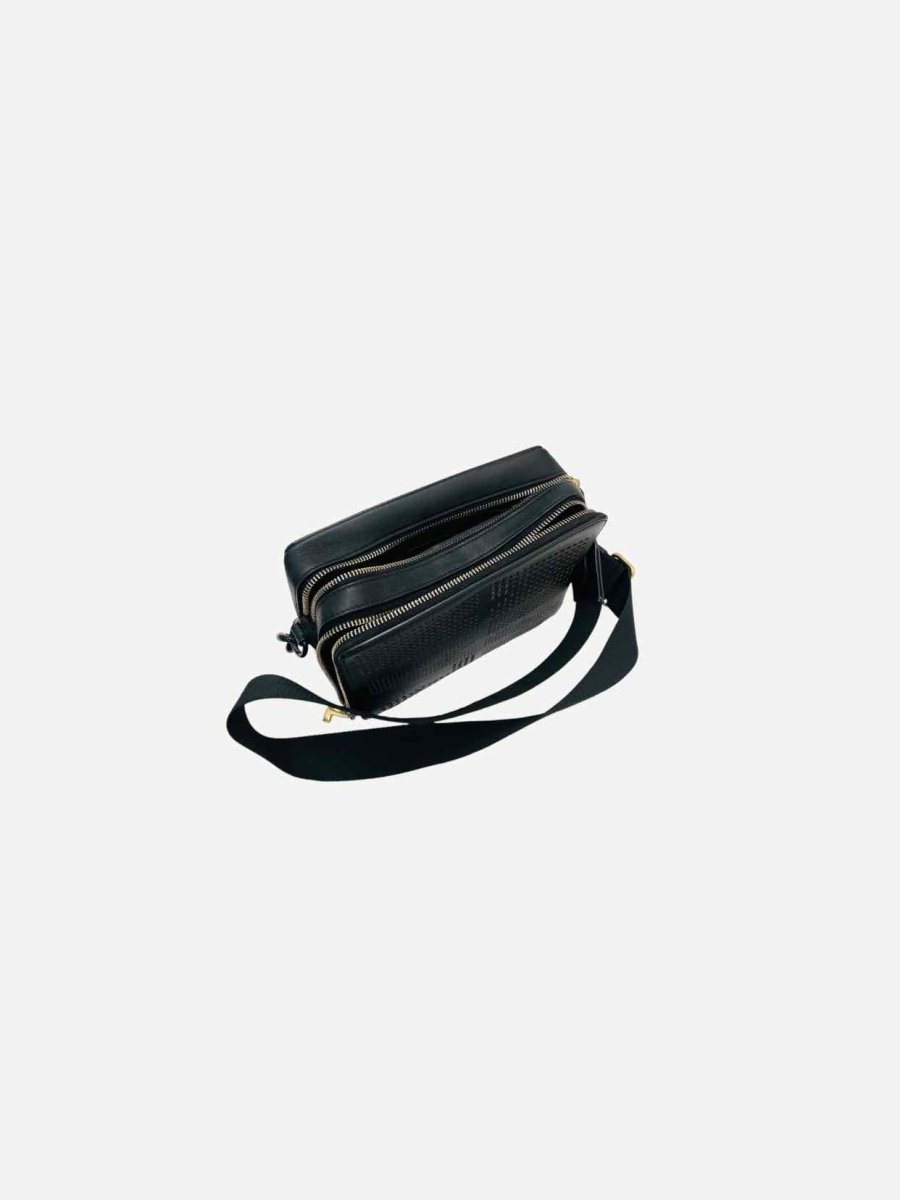 Pre - loved LANVIN Laser Cut Black Shoulder Bag at Reems Closet