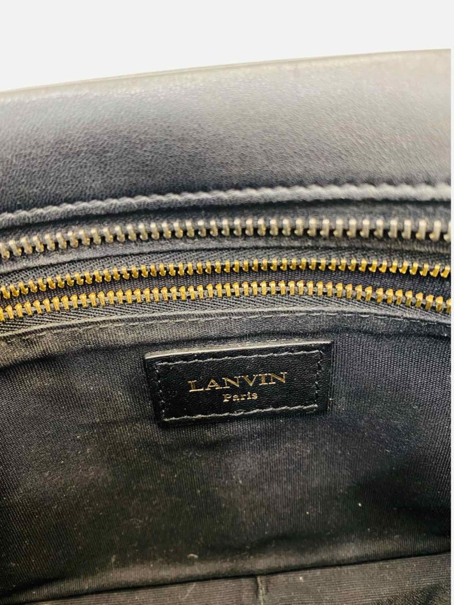 Pre - loved LANVIN Laser Cut Black Shoulder Bag at Reems Closet