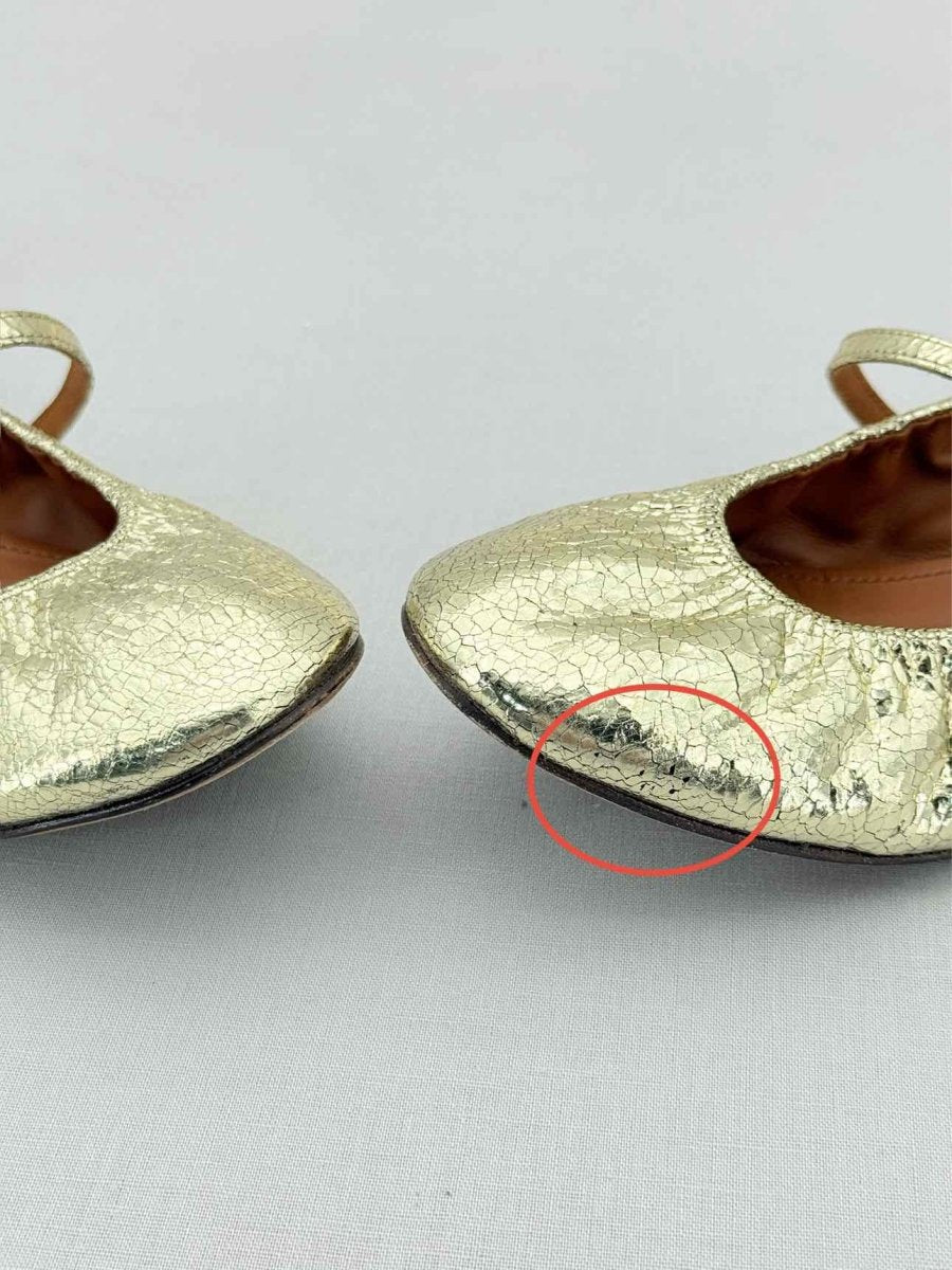 Pre - loved LANVIN Mary Jane Metallic Gold Size EU 39 Ballet Flats at Reems Closet