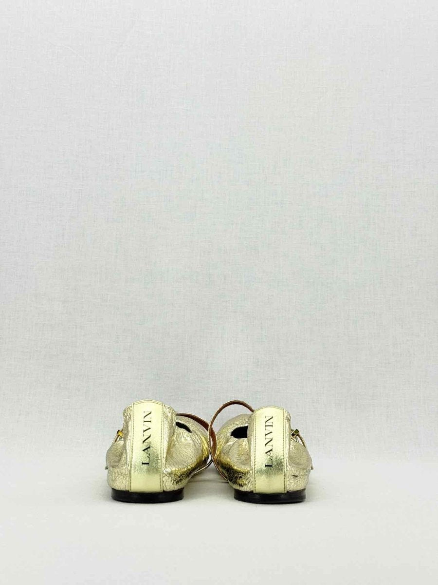 Pre - loved LANVIN Mary Jane Metallic Gold Size EU 39 Ballet Flats at Reems Closet