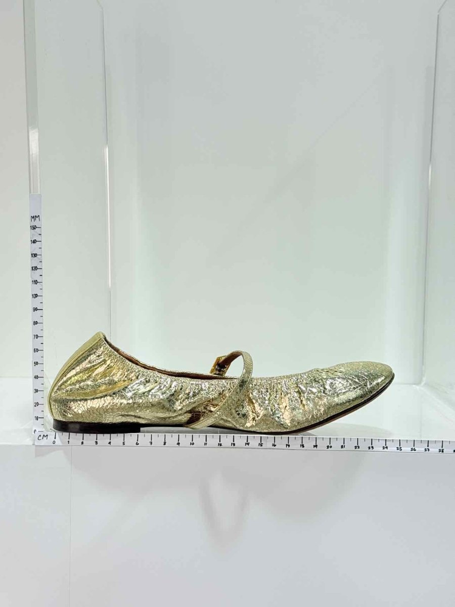 Pre - loved LANVIN Mary Jane Metallic Gold Size EU 39 Ballet Flats at Reems Closet