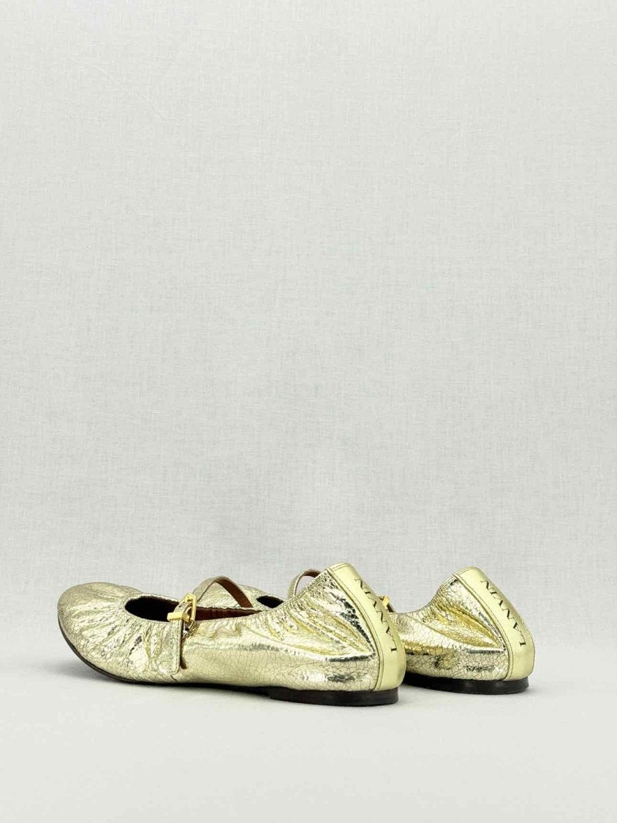 Pre - loved LANVIN Mary Jane Metallic Gold Size EU 39 Ballet Flats at Reems Closet