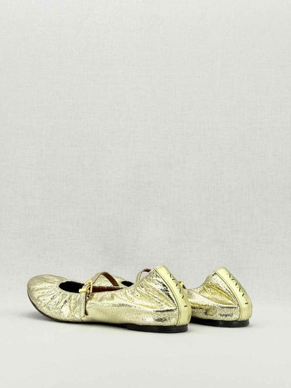 Pre - loved LANVIN Mary Jane Metallic Gold Size EU 39 Ballet Flats at Reems Closet