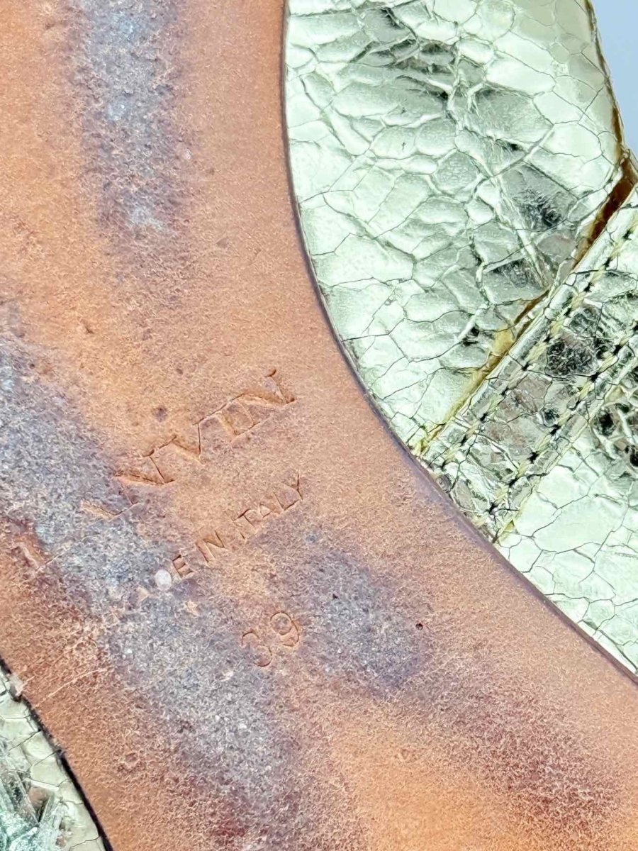 Pre - loved LANVIN Mary Jane Metallic Gold Size EU 39 Ballet Flats at Reems Closet