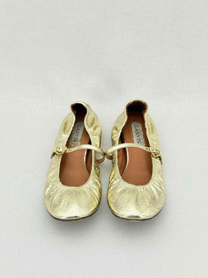 Pre - loved LANVIN Mary Jane Metallic Gold Size EU 39 Ballet Flats at Reems Closet