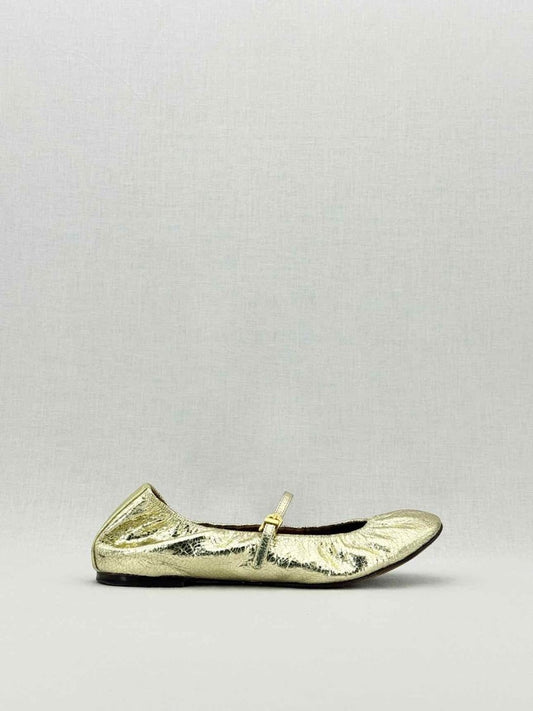 Pre - loved LANVIN Mary Jane Metallic Gold Size EU 39 Ballet Flats at Reems Closet