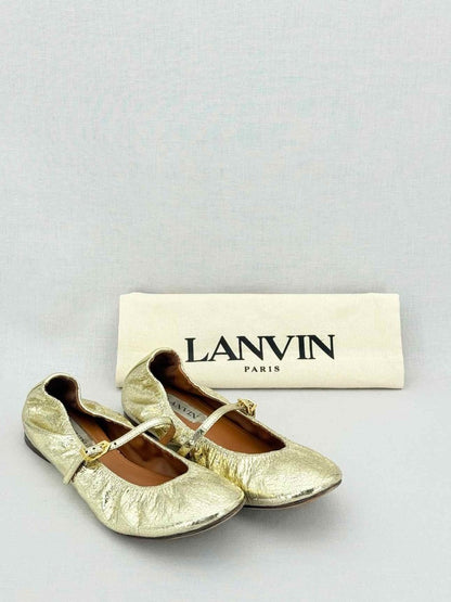 Pre - loved LANVIN Mary Jane Metallic Gold Size EU 39 Ballet Flats at Reems Closet