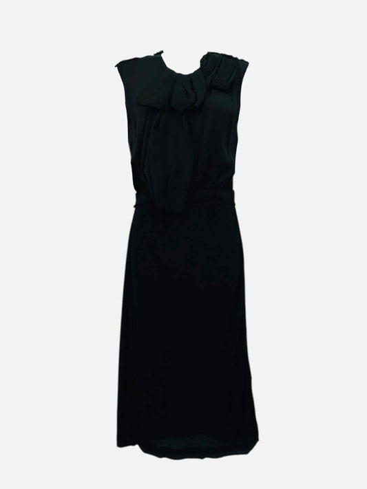 Pre - loved LANVIN Ruffled Black Cocktail Dress at Reems Closet