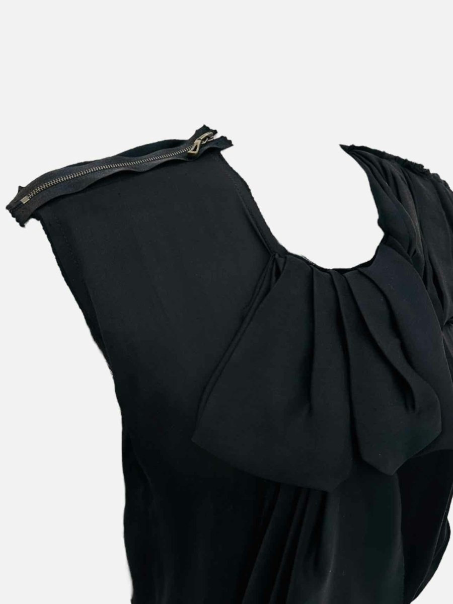 Pre - loved LANVIN Ruffled Black Size Medium Midi Dress at Reems Closet