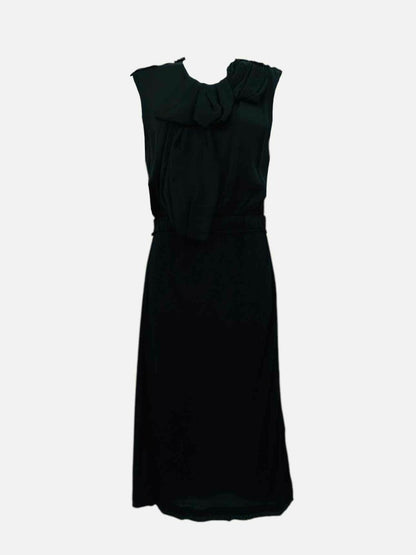 Pre - loved LANVIN Ruffled Black Size Medium Midi Dress at Reems Closet