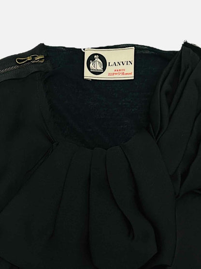 Pre - loved LANVIN Ruffled Black Size Medium Midi Dress at Reems Closet