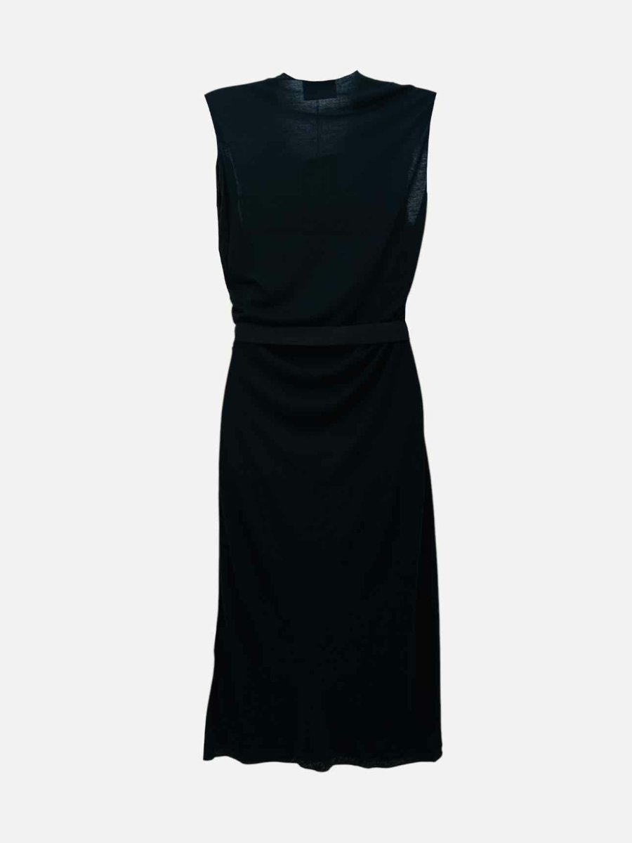 Pre - loved LANVIN Ruffled Black Size Medium Midi Dress at Reems Closet