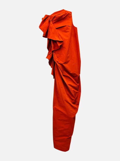 Pre - loved LANVIN Ruffled Red Orange Long Dress US12 at Reems Closet