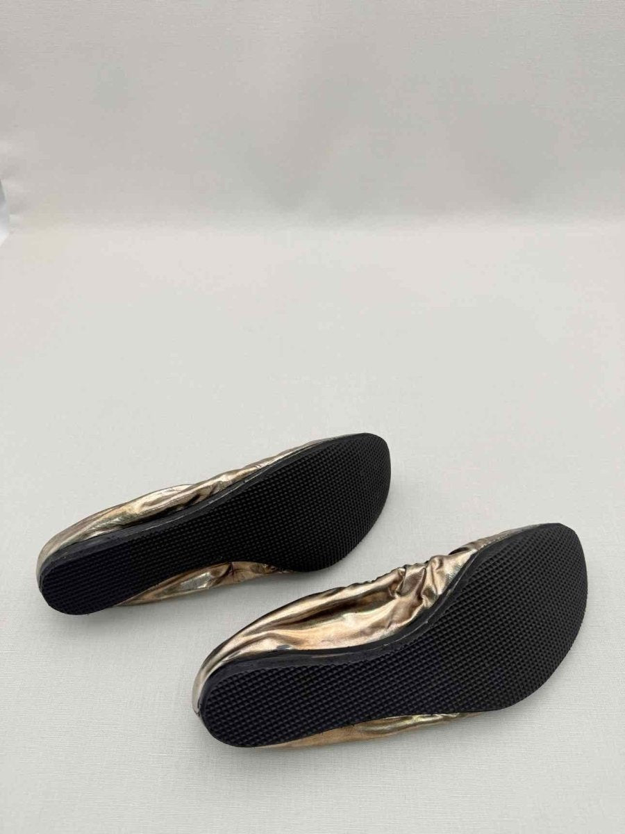 Pre-loved LANVIN Scrunch Metallic Gold Size EU 38 Ballet Flats at Reems Closet