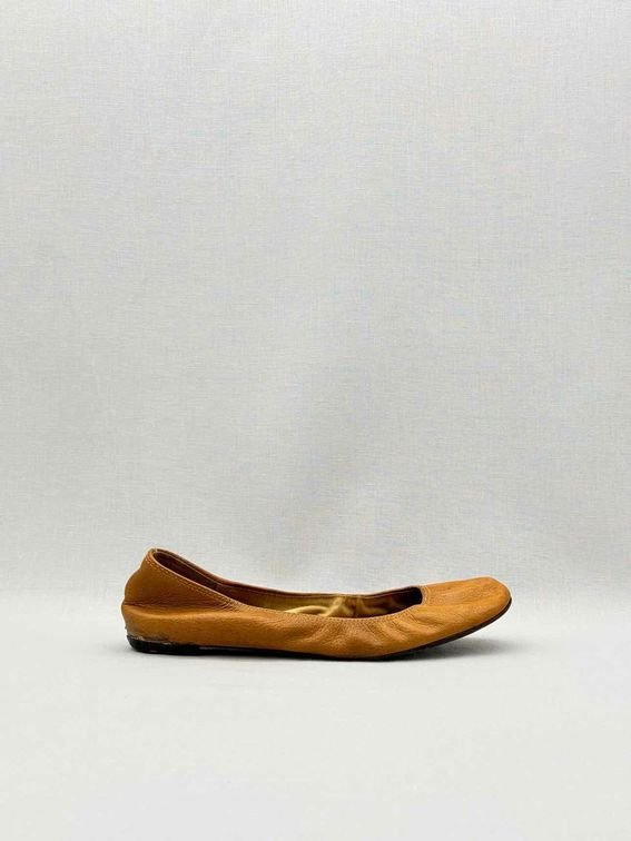 Pre-loved LANVIN Scrunch Tan Size EU 38 Ballet Flats at Reems Closet