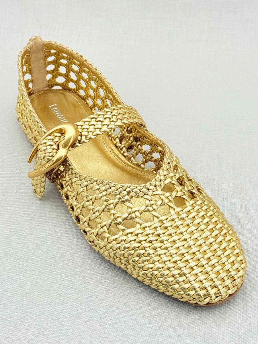 Pre - loved LARROUDE Gold Lattice Size EU 39 Flat Shoes at Reems Closet