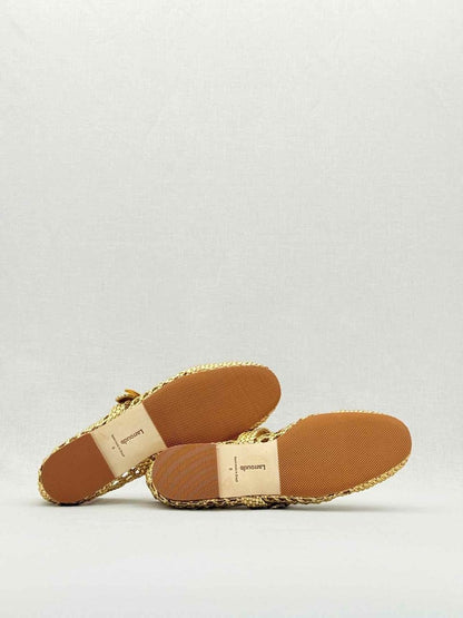 Pre - loved LARROUDE Gold Lattice Size EU 39 Flat Shoes at Reems Closet