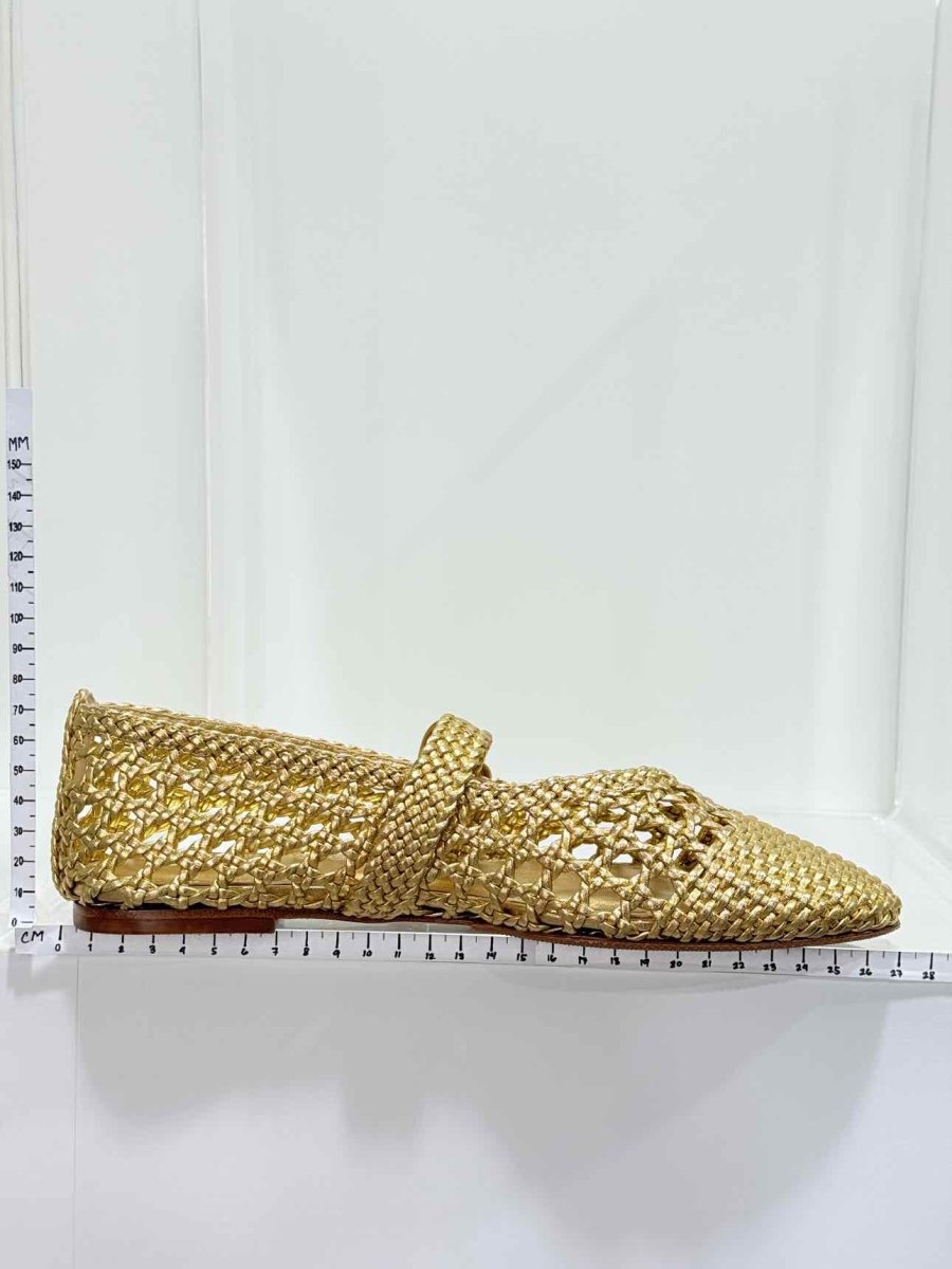 Pre - loved LARROUDE Gold Lattice Size EU 39 Flat Shoes at Reems Closet