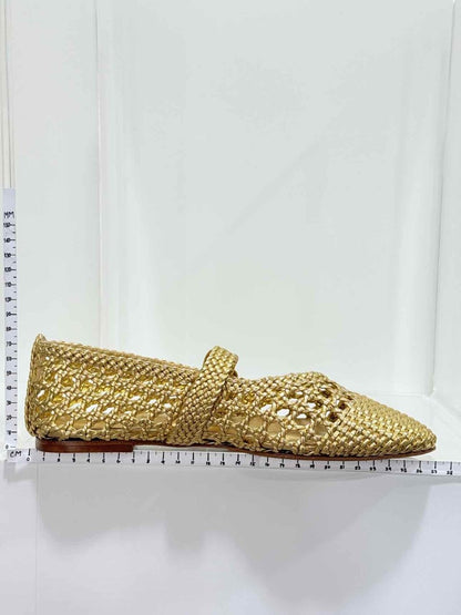 Pre - loved LARROUDE Gold Lattice Size EU 39 Flat Shoes at Reems Closet