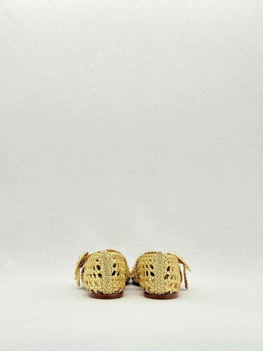 Pre - loved LARROUDE Gold Lattice Size EU 39 Flat Shoes at Reems Closet