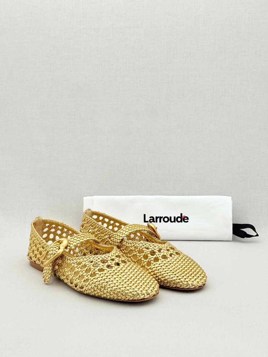 Pre - loved LARROUDE Gold Lattice Size EU 39 Flat Shoes at Reems Closet
